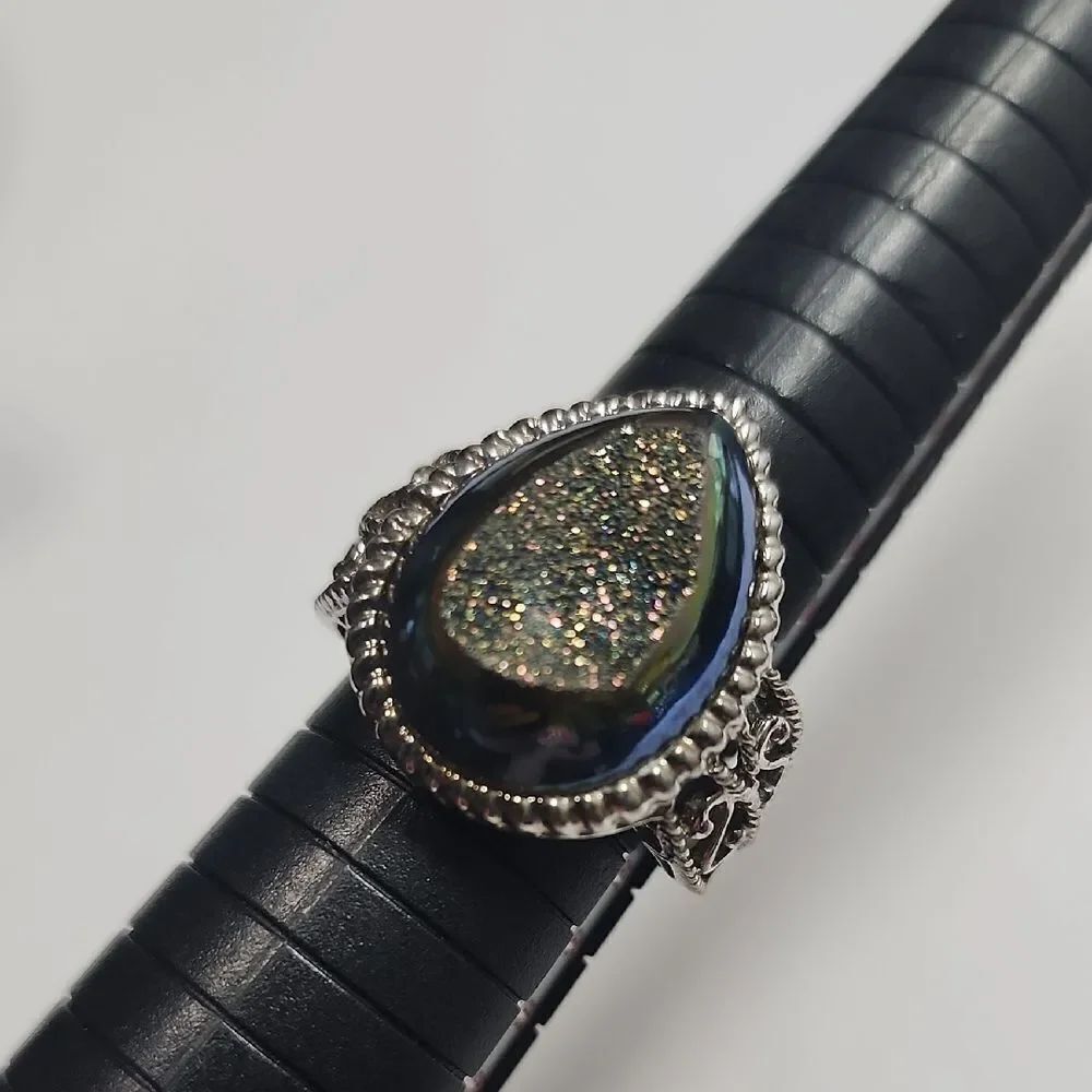 Druzy Quartz Sterling Silver 925 Statement Ring Size 10